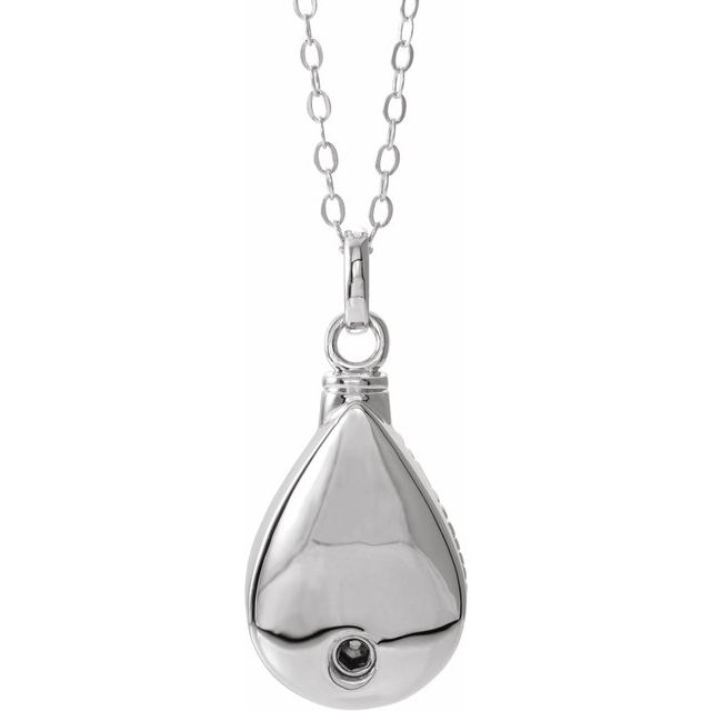 Sterling Silver 6x4 mm Oval February Birthstone Ash Holder 18" Necklace