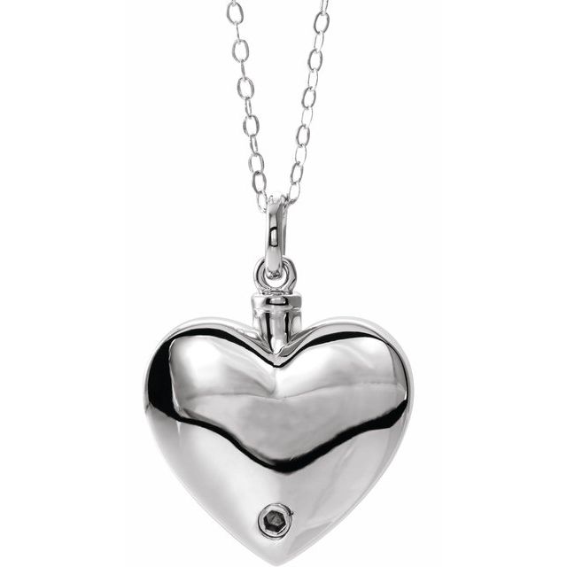 Sterling Silver Mom Heart Ash Holder 18" Necklace