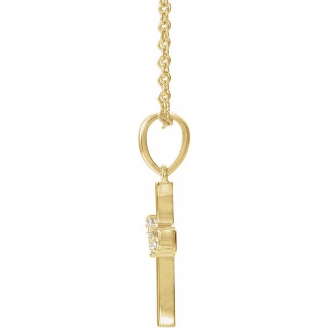 14K Yellow .06 CTW Natural Diamond Cluster Cross 16-18" Necklace