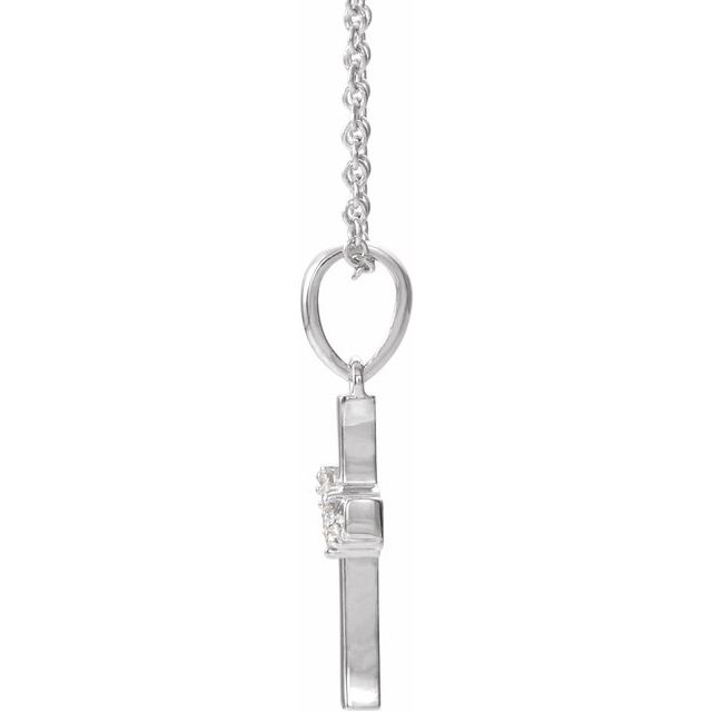 Platinum .06 CTW Natural Diamond Cluster Cross 16-18" Necklace
