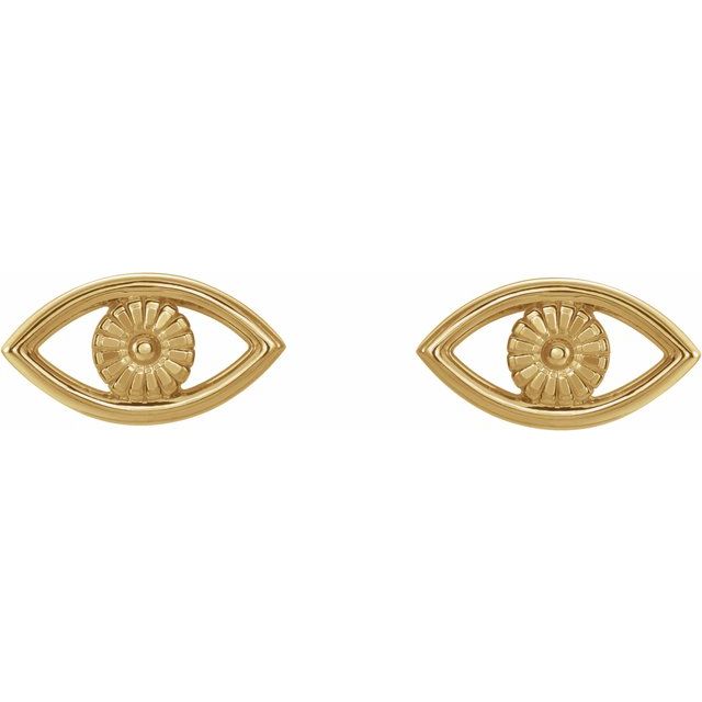 14K Yellow Evil Eye Earrings