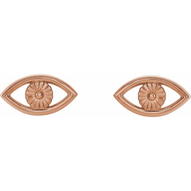14K Rose Evil Eye Earrings
