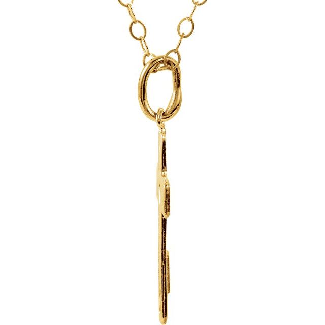 14K Yellow Pierced Heart Cross 15" Necklace