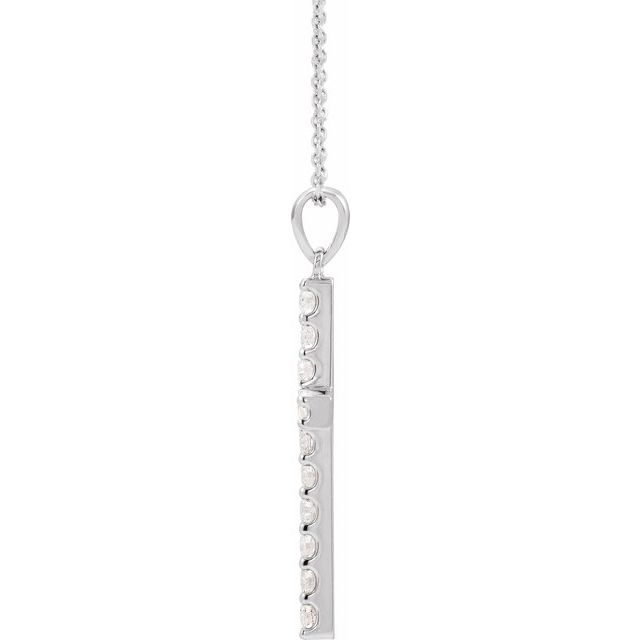Platinum 1/10 CTW Natural Diamond Cross 18" Necklace