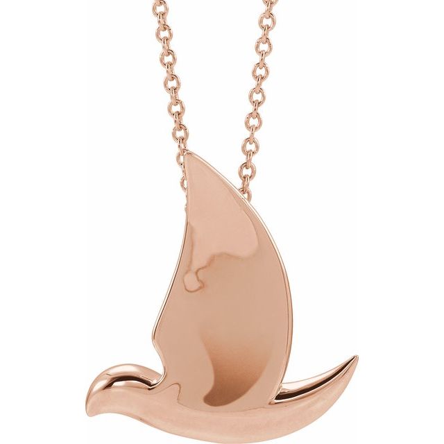 14K Rose Holy Spirit Dove 16-18" Necklace