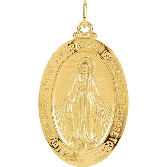 14K Yellow 23x16 mm Oval Miraculous Medal