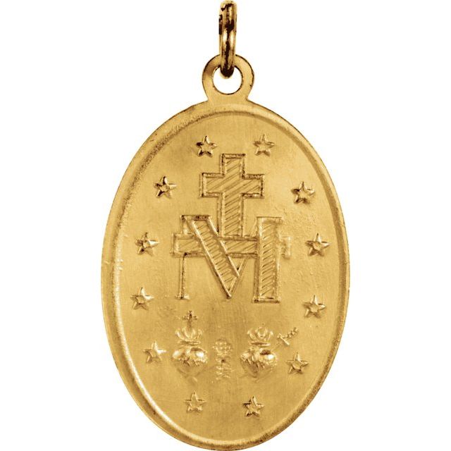 14K Yellow 19x14 mm Oval Miraculous Medal