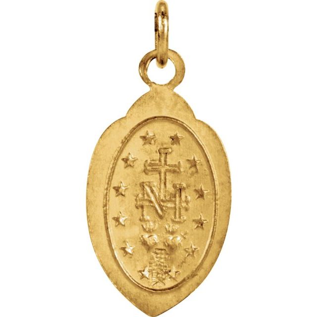 14K Yellow 13x8 mm Oval Miraculous Medal Pendant