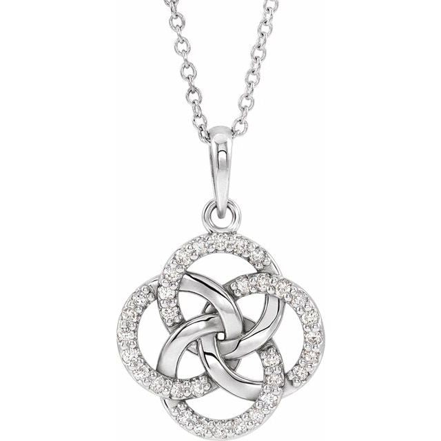 Platinum 1/8 CTW Natural Diamond Five-Fold Celtic-Inspired 16-18" Necklace
