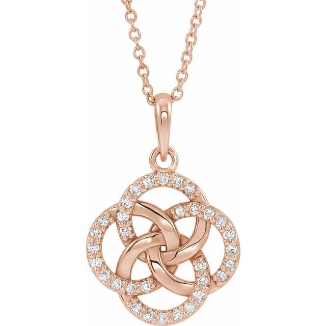 14K Rose 1/8 CTW Natural Diamond Five-Fold Celtic-Inspired 16-18" Necklace