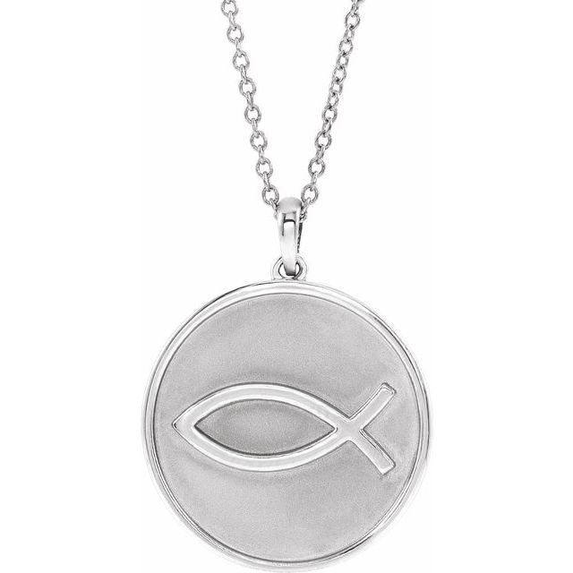 Sterling Silver 20.3x18.4 mm Ichthus (Fish) 16-18" Necklace