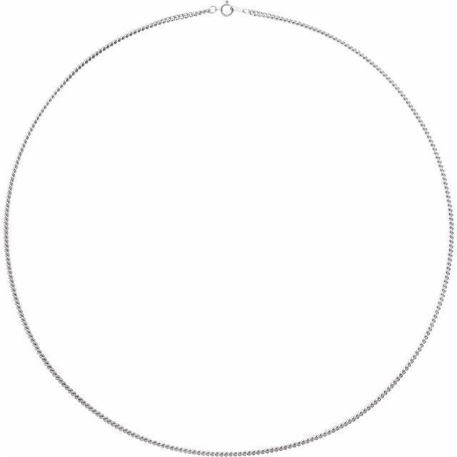 14K White 2.25 mm Curb 24" Chain