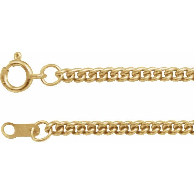 14K Yellow 2.25 mm Curb 24" Chain