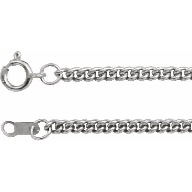 14K White 2.25 mm Curb 24" Chain