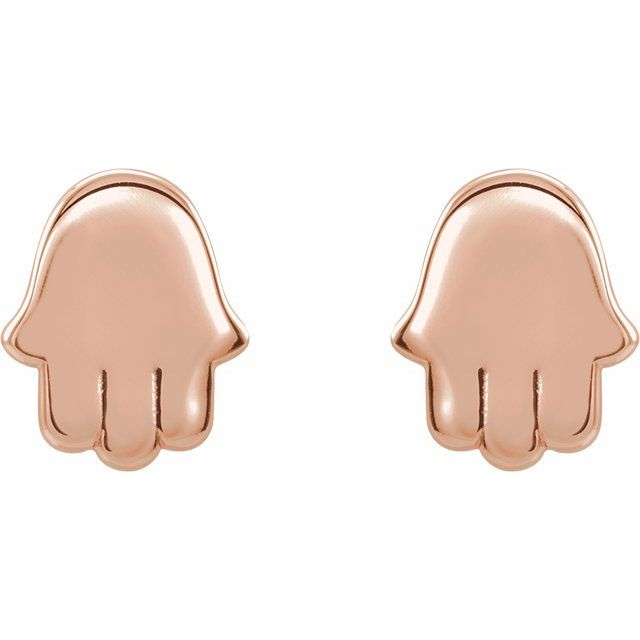 14K Rose Hamsa Earrings