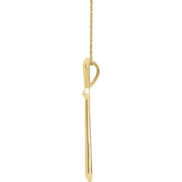 14K Yellow Elongated Cross 20" Necklace