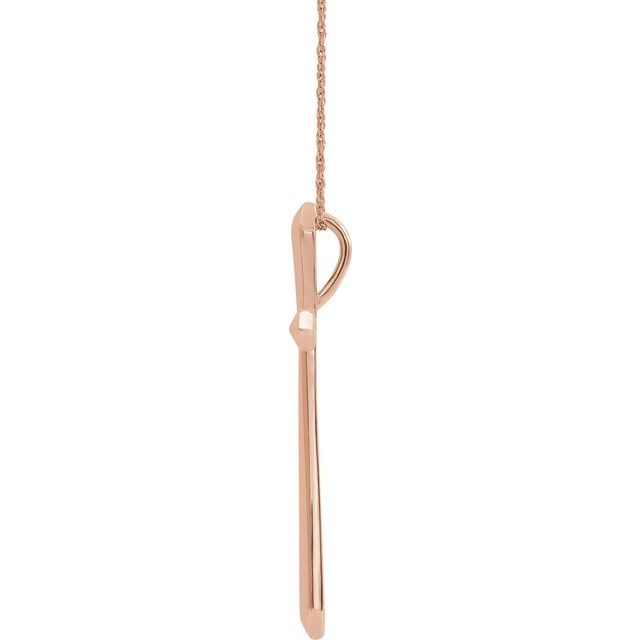 14K Rose Elongated Cross 20" Necklace