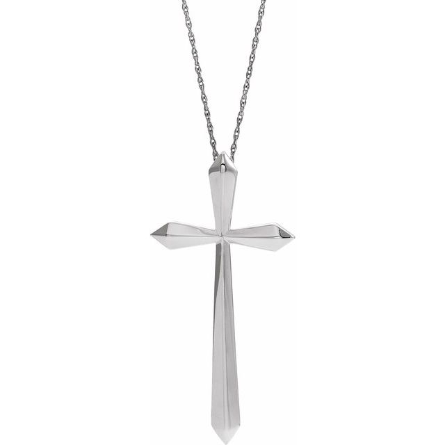 Sterling Silver Elongated Cross 20" Necklace