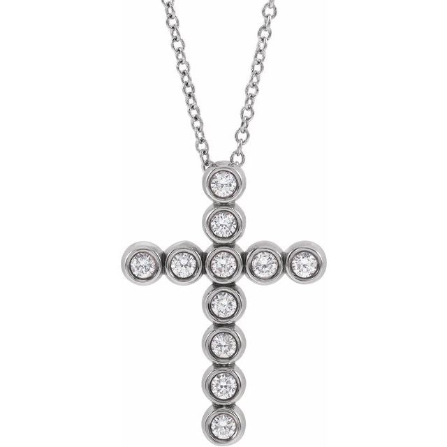 Platinum 1/4 CTW Natural Diamond Cross 16-18" Necklace