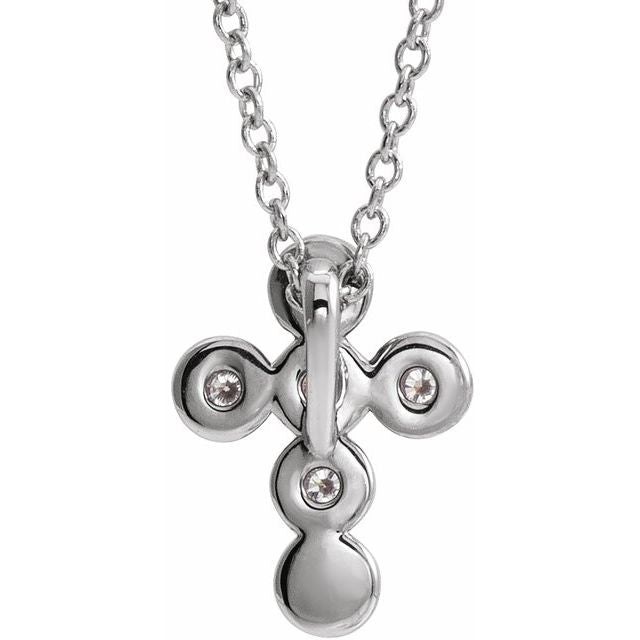 Platinum 1/6 CTW Natural Diamond Cross 16-18" Necklace