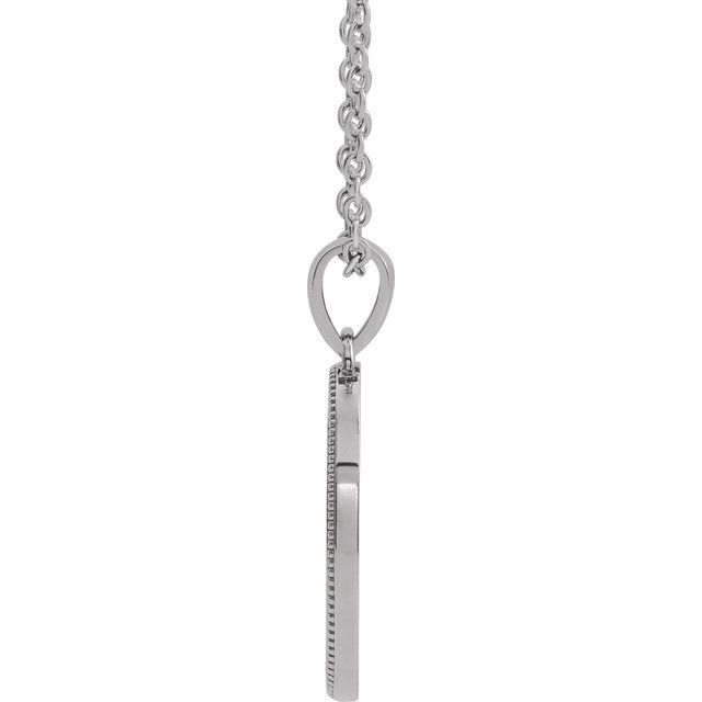 Sterling Silver  Oval Cross Medal 20" Necklace