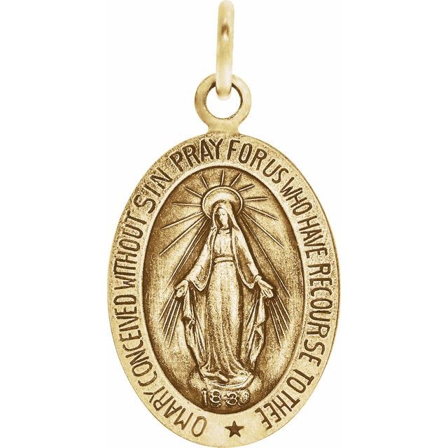 14K Yellow 15x11 mm Oval Miraculous Medal