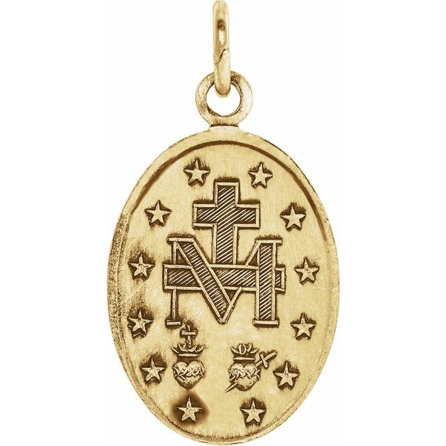 14K Yellow 15x11 mm Oval Miraculous Medal