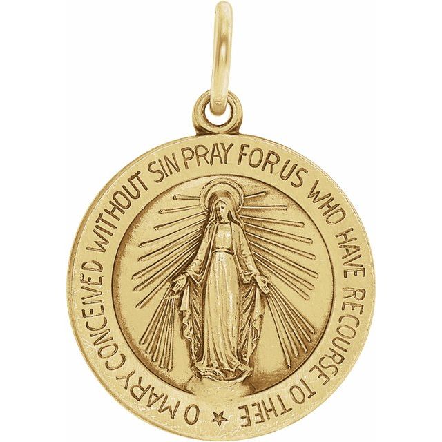 14K Yellow 18 mm Miraculous Medal