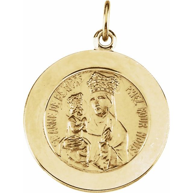 14K Yellow 18 mm Round St. Anne de Beau Pre Medal