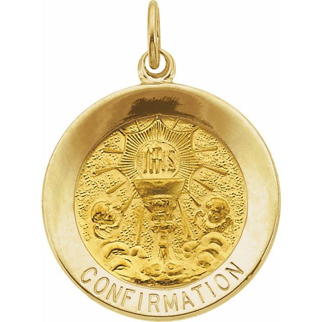 14K Yellow 18 mm Round Confirmation Pendant Medal