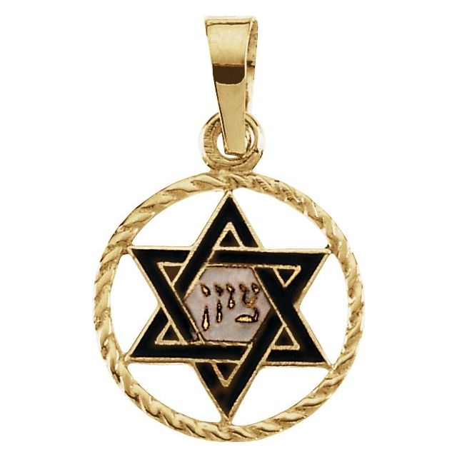 14K Yellow 18x10 mm Star of David Pendant
