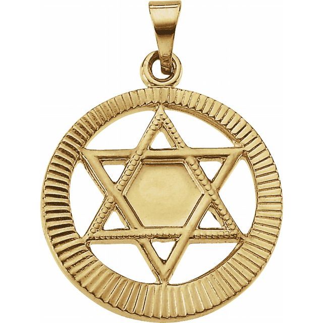 14K Yellow 17 mm Star of David Pendant
