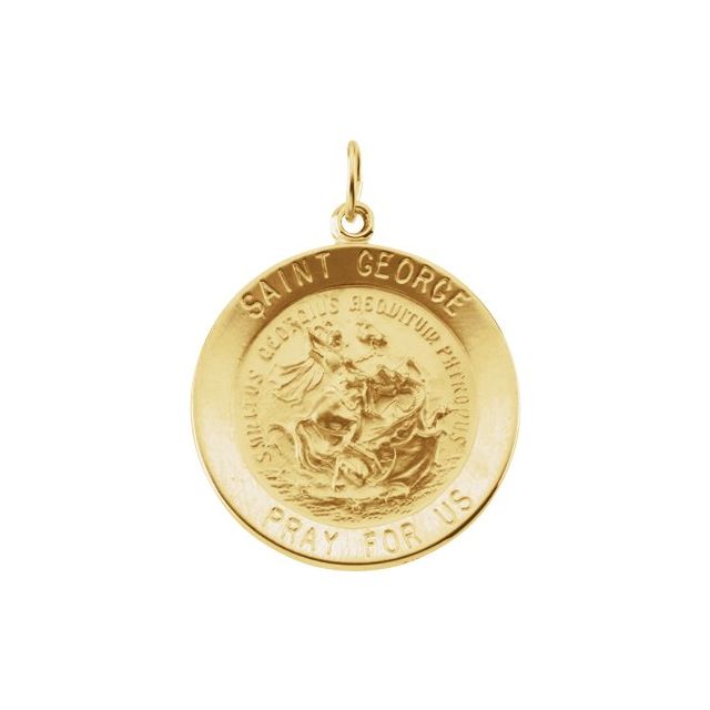14K Yellow 25 mm Round St. George Medal
