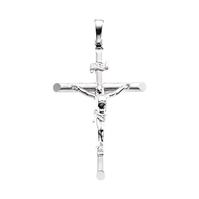 14K White 35x25 mm Crucifix Pendant