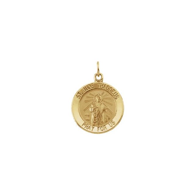 14K Yellow 15 mm Round St. Jude Thaddeus Medal