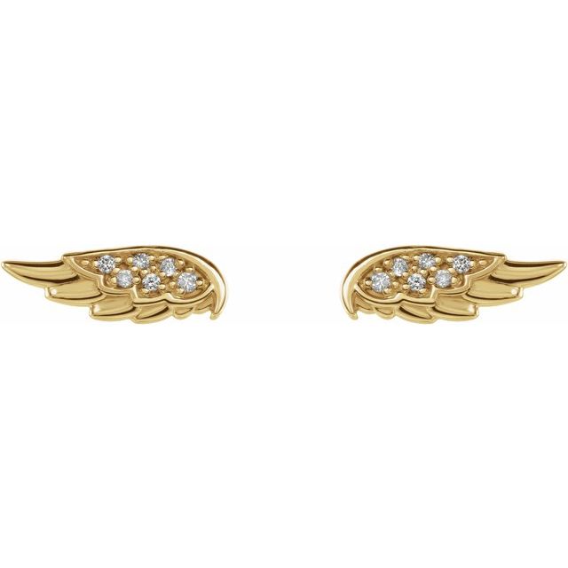 14K Yellow .03 CTW Natural Diamond Angel Wing Earrings