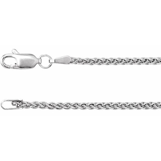 14K White 1.8 mm Wheat 20" Chain
