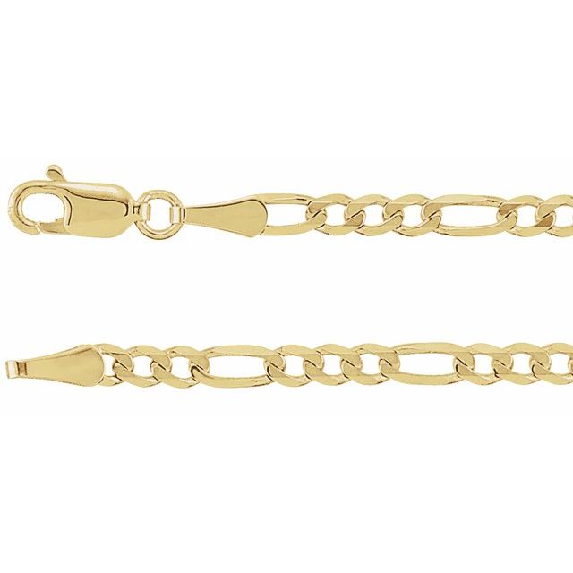 14K Yellow 3 mm Figaro 24" Chain