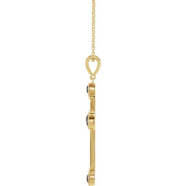 14K Yellow Natural Black Onyx Cross 16-18" Necklace