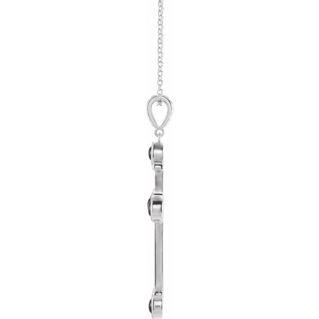 Sterling Silver Natural Black Onyx Cross 16-18" Necklace