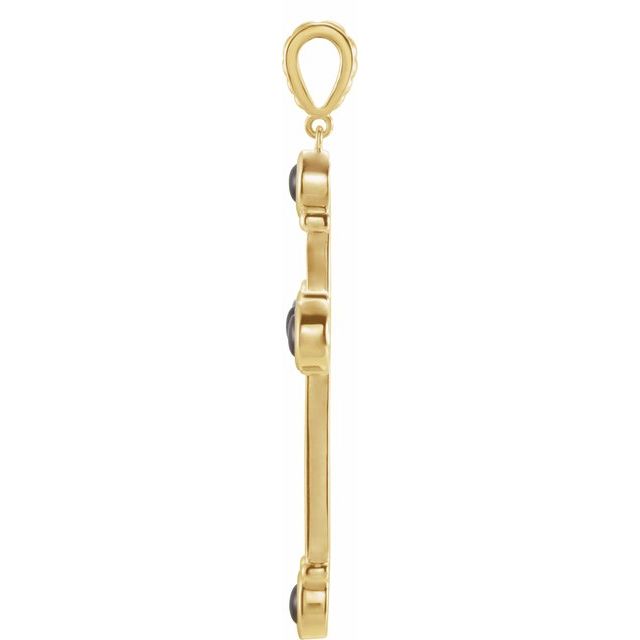 14K Yellow Natural Black Onyx Cross Pendant