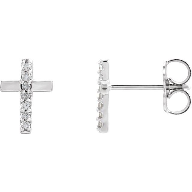Sterling Silver .06 CTW Natural Diamond Cross Earrings