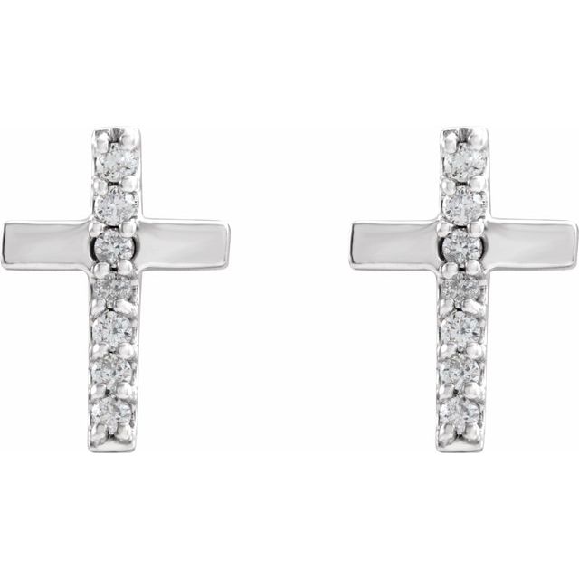 Sterling Silver .06 CTW Natural Diamond Cross Earrings
