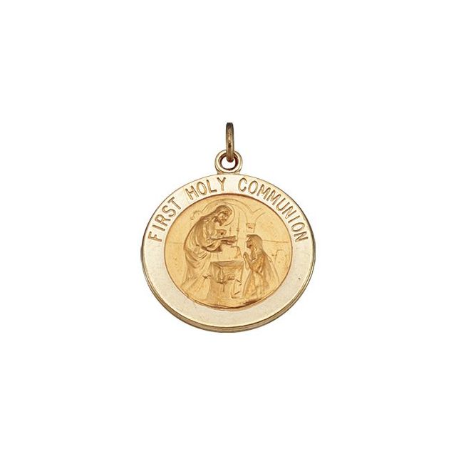 14K Yellow 18 mm First Communion Medal