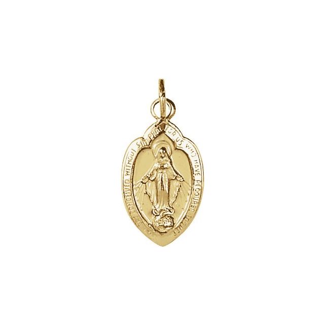 14K Yellow 13x8 mm Oval Miraculous Medal Pendant
