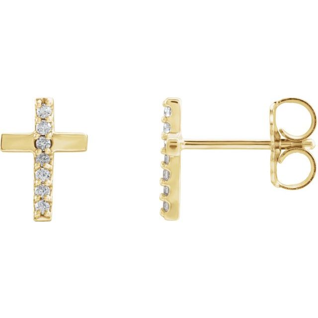 14K Yellow .06 CTW Natural Diamond Cross Earrings