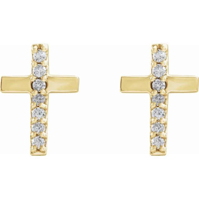 14K Yellow .06 CTW Natural Diamond Cross Earrings