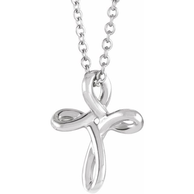 Sterling Silver Youth Cross 15" Necklace
