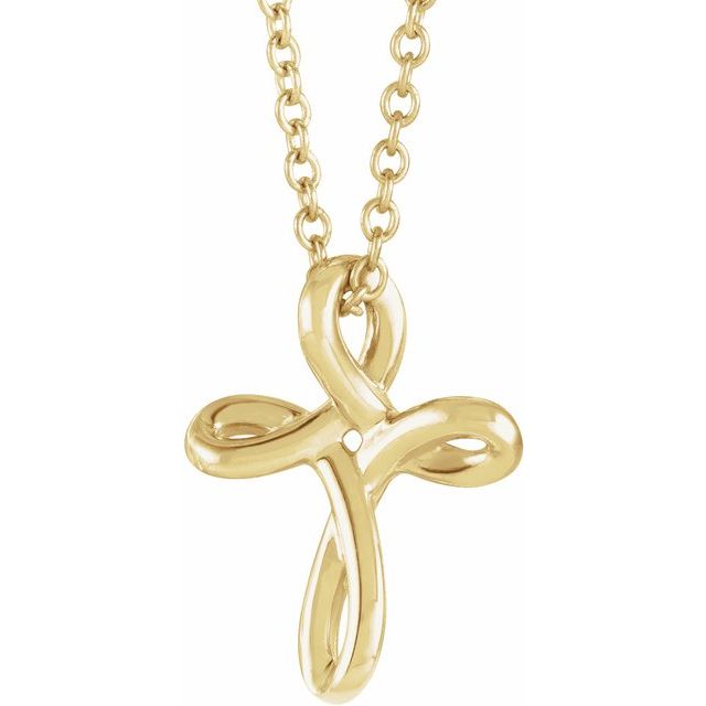 14K Yellow Youth Cross 15" Necklace