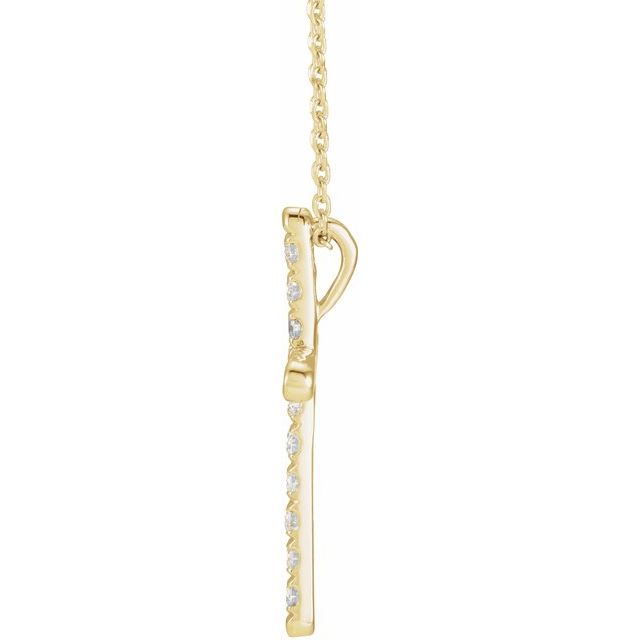 14K Yellow 1/2 CTW Natural Diamond French-Set Cross 16-18" Necklace